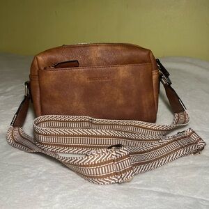 Bostanten Brown Women’s Crossbody Bag with‎ Patterned Strap